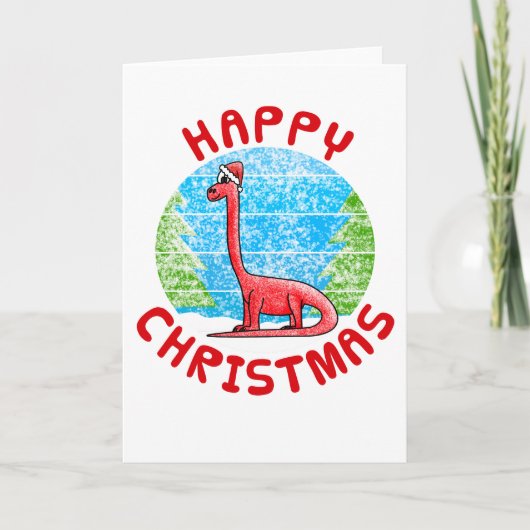 Diplodocus Dinosaur Christmas Kaart Funny (Voorkant)