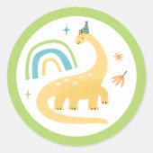 Diplodocus Dinosaurus Verjaardagsfeestgunsten Ronde Sticker (Voorkant)