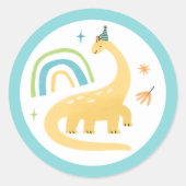 Diplodocus Dinosaurus Verjaardagsfeestgunsten Ronde Sticker (Voorkant)