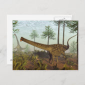 Diplodocus dinosaurussen bij araucaria bomen - 3D  Briefkaart (Voorkant / Achterkant)
