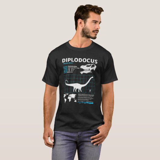 Diplodocus fact sheet Dinosaur Facts T-shirt (Voorkant volledig)