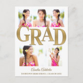Diploma Aankondiging Uitnodiging Wit Goud 6 Foto (Voorkant)