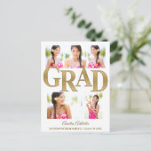 Diploma Aankondiging Uitnodiging Wit Goud 6 Foto (Staand voorkant)