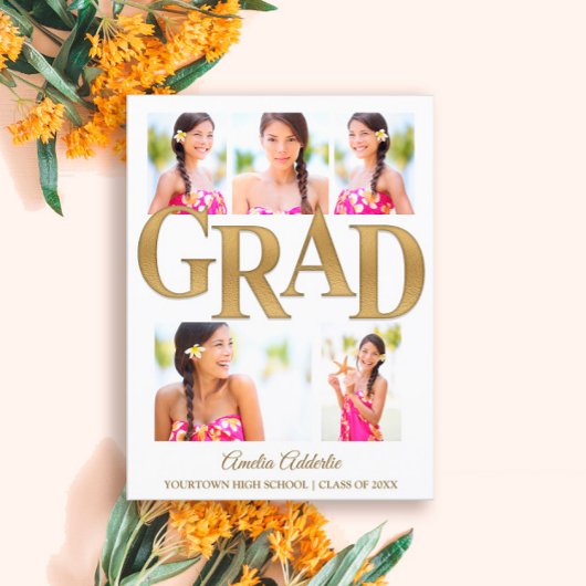 Diploma Aankondiging Uitnodiging Wit Goud 6 Foto