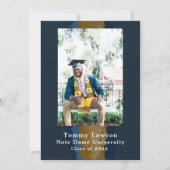 Diploma aankondigingskaart in Navy Gold Marmor Kaart (Achterkant)