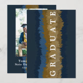 Diploma aankondigingskaart in Navy Goud Marmer Kaart (Voorkant / Achterkant)