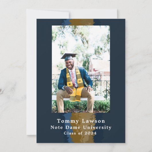 Diploma aankondigingskaart van Navy Goud Marmer Kaart (Achterkant)