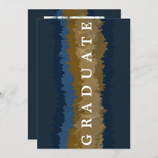 Diploma aankondigingskaart van Navy Goud Marmer Kaart (Voorkant / Achterkant)