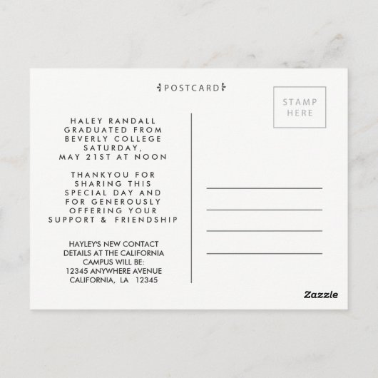 Diploma Afgestudeerd Bedankt Foto Frame Prentkaart Briefkaart (Achterkant)