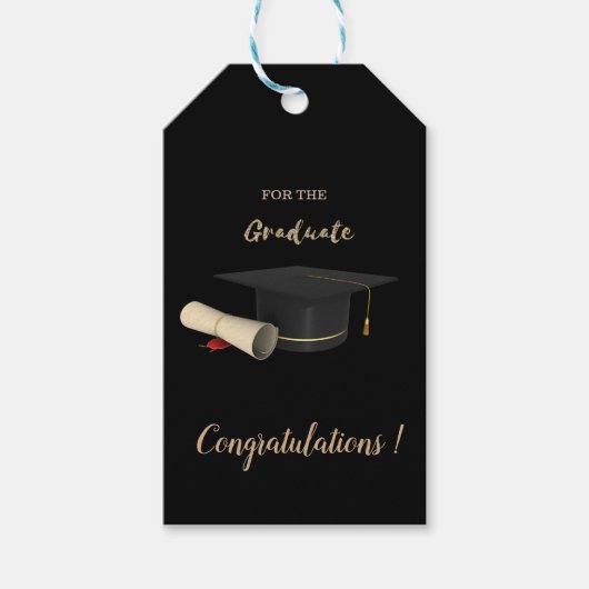 Diploma, Afstudeerhoed, Afgestudeerde Cadeaulabel (Voorkant)