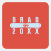 Diploma Afstudeeruitreiking Rood & Blauw Envelopez Vierkante Sticker (Voorkant)