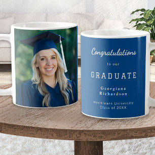 Diploma Afstuderen Geslaagd Foto Blauw Koffiemok