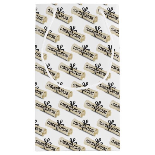 diploma afstuderen op wit klein cadeauzakje (Achterkant)