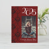 Diploma Art Deco Zwart Burgundy Aankondiging (Staand voorkant)