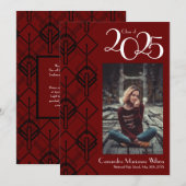 Diploma Art Deco Zwart Burgundy Aankondiging (Voorkant / Achterkant)