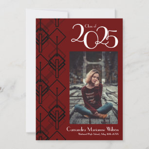 Diploma Art Deco Zwart Burgundy Aankondiging