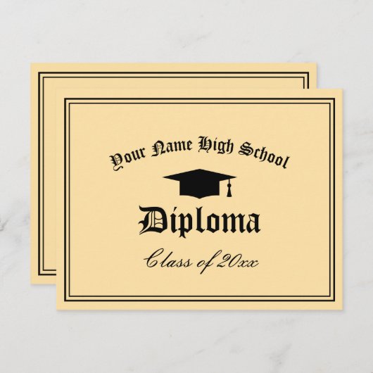Diploma certificaat sjabloon met stempel voor midd (Voorkant / Achterkant)