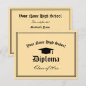 Diploma certificaat template middelbare school met aankondiging (Voorkant / Achterkant)