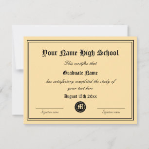 Diploma certificaat template middelbare school met aankondiging