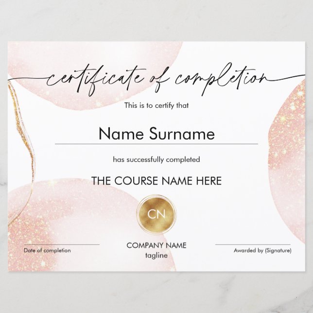 Diploma certificaat van voltooiing (Voorkant)