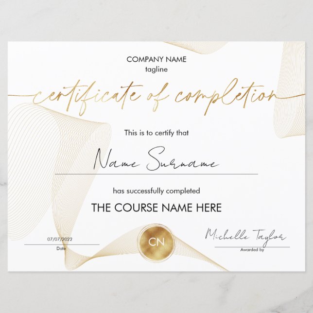 Diploma certificaat van voltooiing (Voorkant)