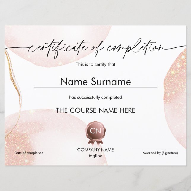 Diploma certificaat van voltooiing (Voorkant)