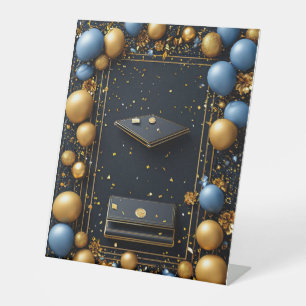 Diploma decoratieve opstelling reclamebord met voetstuk