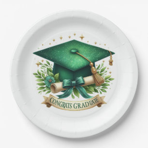 Diploma en afstudeerhoed papieren bordje