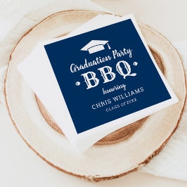 Diploma Feest BBQ Rustiek Marineblauw Servetten