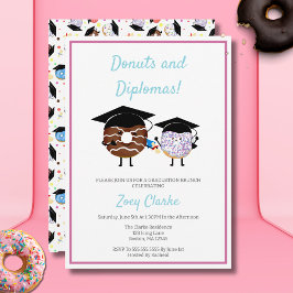Diploma Feest Donuts Cute Kawaii Afstudeer Thema Kaart
