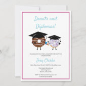 Diploma Feest Donuts Cute Kawaii Afstudeer Thema Kaart (Voorkant)