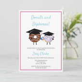Diploma Feest Donuts Cute Kawaii Afstudeer Thema Kaart (Staand voorkant)