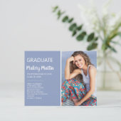 Diploma Foto Aankondiging Uitnodiging Blauw (Staand voorkant)