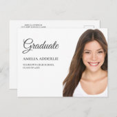 Diploma Foto Aankondiging Uitnodiging Wit (Voorkant / Achterkant)