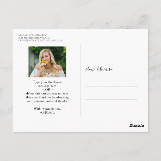 Diploma Foto Calligrafie Schrift Goud Bedankt Briefkaart (Achterkant)