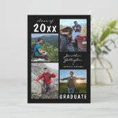 Diploma Handgeschreven Naam 4 Foto Collage Zwart Aankondiging (Staand voorkant)