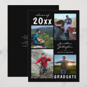 Diploma Handgeschreven Naam 4 Foto Collage Zwart Aankondiging (Voorkant / Achterkant)
