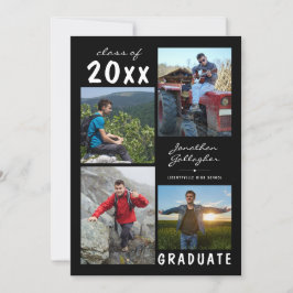 Diploma Handgeschreven Naam 4 Foto Collage Zwart Aankondiging