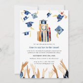 Diploma Hatten | Afstudeerfeest Uitnodiging (Voorkant)