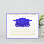 Diploma hoed Blauwe Feesthoed 2026 Witte Lettertyp (Staand voorkant)