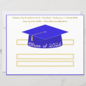 Diploma hoed Blauwe Feesthoed 2026 Witte Lettertyp (Voorkant)