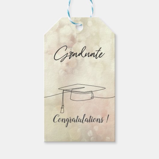 Diploma hoed, Bokeh, Afgestudeerd Cadeaulabel (Voorkant)