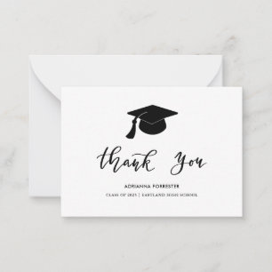 Diploma Hoed Chic Modern Script Bedankbrief Notitiekaartje