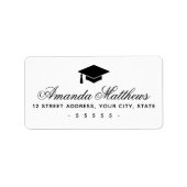 Diploma hoed elegante script retouradres etiket (Voorkant)