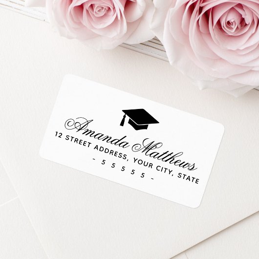Diploma hoed elegante script retouradres etiket