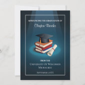 Diploma hoed en boeken Afstuderen Aankondiging (Voorkant)