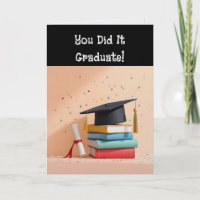 Diploma Hoed En Boeken Felicitatiekaart