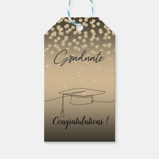 Diploma hoed, Gouden diamanten, Afgestudeerd Cadeaulabel (Voorkant)