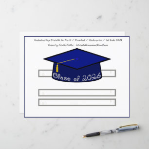 Diploma hoed Marineblauwe Feesthoed 2026 Zilver