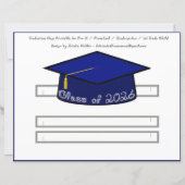 Diploma hoed Marineblauwe Feesthoed 2026 Zilver (Voorkant)